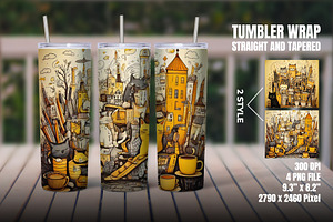Doodle Cat 20oz Skinny Tumbler Wrap, an Object Graphic by Mockmenot