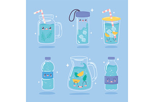 drink water set, a Food Illustration by studiogstock