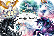 Fantasy Unicorn Clipart, an Illustration by CreationArt (Thumbnail 1 of 5)