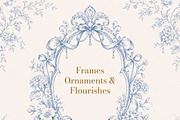 Vintage Toile de Jouy Frames Florals, an Object Graphic by Olya Creative (Thumbnail 2 of 15)