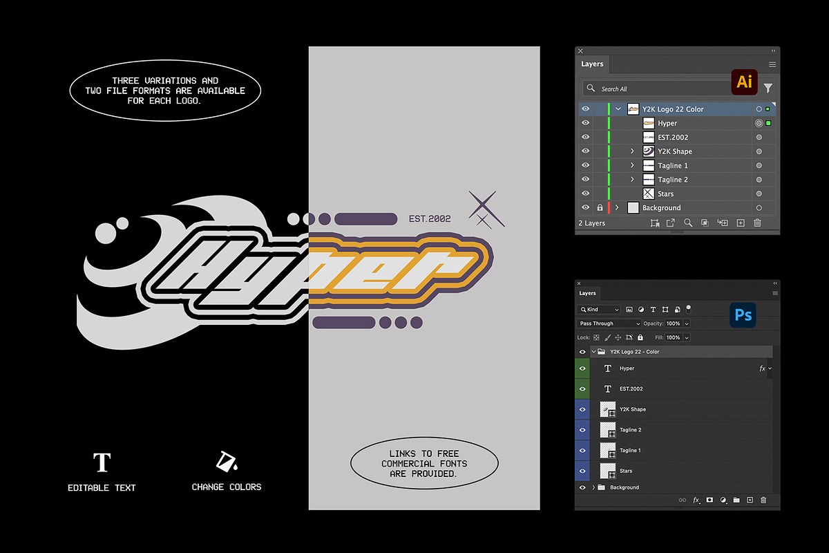 Y2K Logotype Bundle, a Branding & Logo Template by FLYERWRK (Photo 5 of 8)