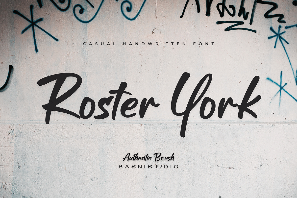Roster York Casual Handwritten Font, a Handwritten Font by Basnistudio (Photo 1 of 9)