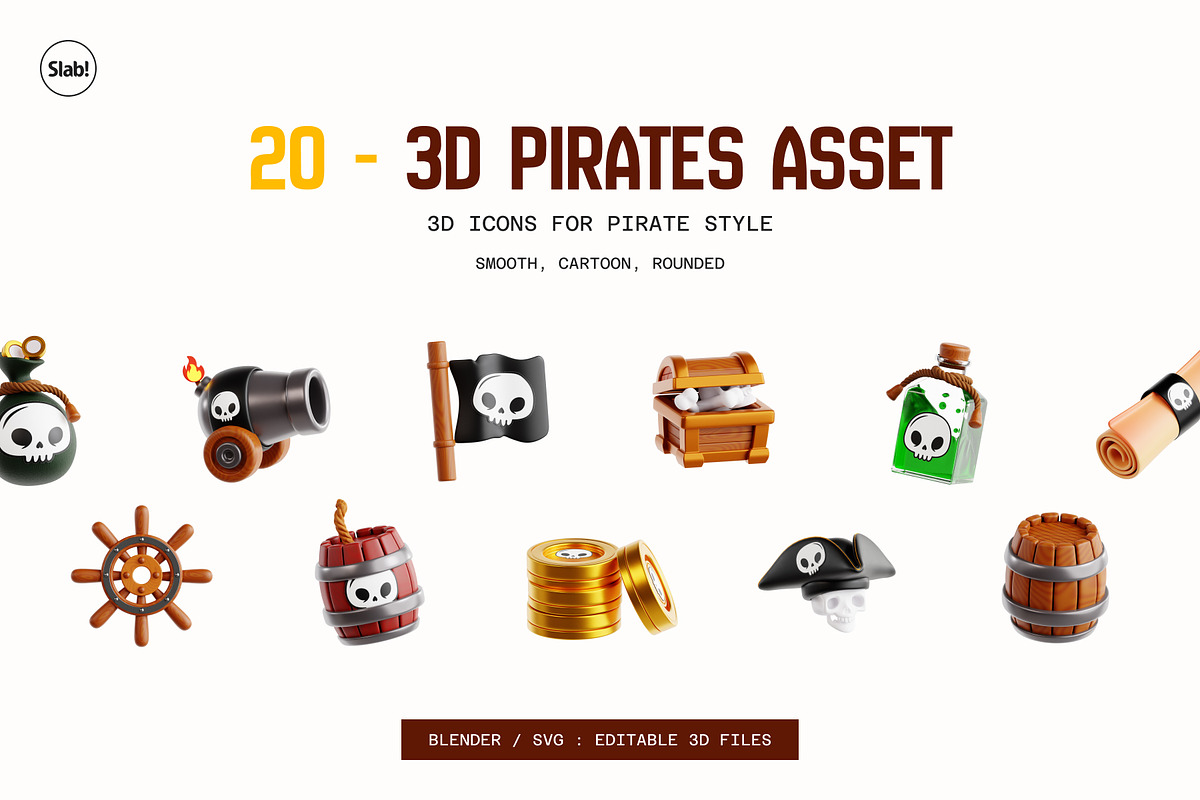 3D Pirates Game Icon, an Object 3D Model by SLAB! Design (Photo 1 of 4)