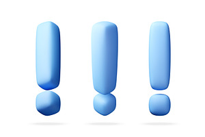 Three blue exclamation mark icons, an Object Illustration by Abscent