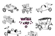 Sketchy vintage cars set, an Illustration by RasterBird (Thumbnail 3 of 4)