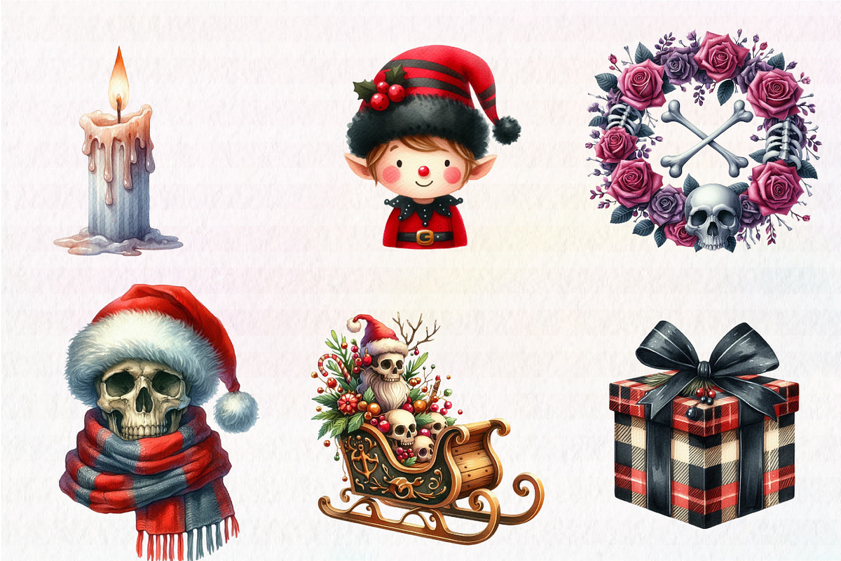 Goth Christmas Clipart, an Illustration by CreationArt (Photo 5 of 7)