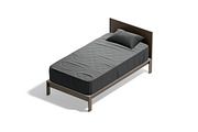 Black Wooden Single Bed 3D Model, an Object 3D Model by rebrandy (Thumbnail 5 of 10)