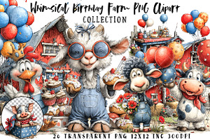 Whimsical Birthday Farm PNG Clipart, an Illustration by OK Design