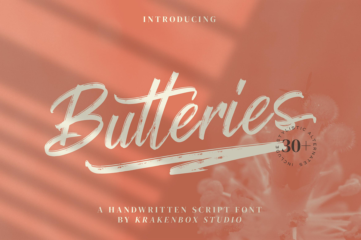 Butteries - Handwritten Brush Font, a Script Font by Krakenbox Studio (Photo 1 of 13)