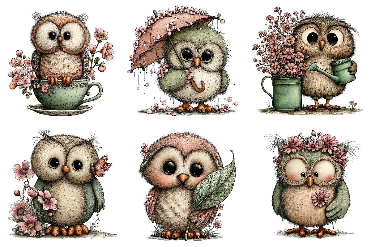 Whimsical Spring Owl Clipart, an Illustration by Dream Creation (Photo 4 of 7)
