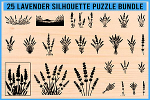 Lavender Silhouette Puzzle Bundle, an Object Illustration by Designer_Momina