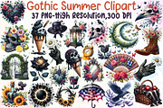 Watercolor Gothic Summer Clipart, an Illustration by Sublimation Artist (Thumbnail 1 of 6)