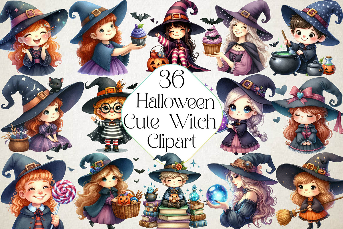 Cute Witch Funny Kids Halloween, an Illustration by DreamPrint404 (Photo 1 of 5)