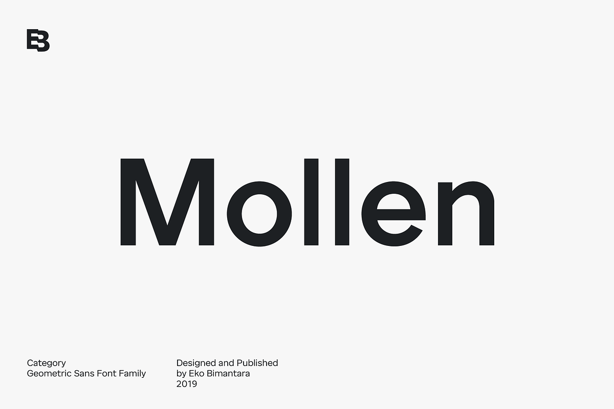 Mollen; 48 Geometric Font Family, a Sans Serif Font by Eko Bimantara (Photo 1 of 12)