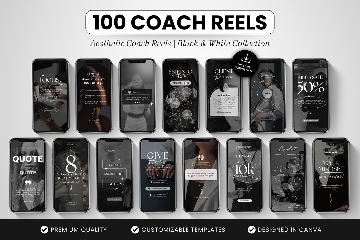 Coach Instagram Reels Templates, a Social Media Template by DigiPax (Photo 1 of 11)