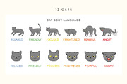 Cat Emotions & Body Language Clipart, an Animal Illustration by Kristina Chistiakova (Thumbnail 2 of 4)