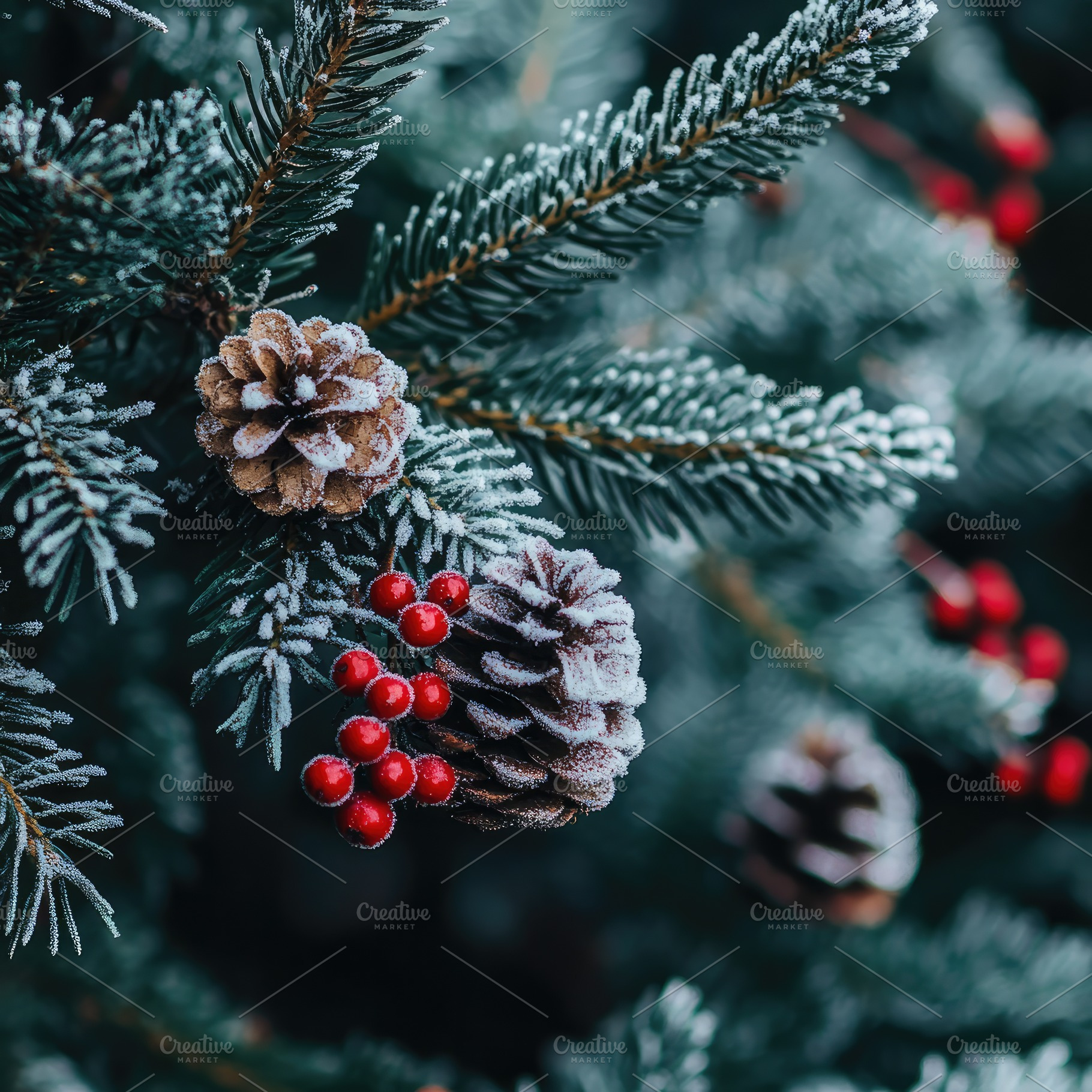 Frosted Christmas Tree Branches, a Nature Photo by Virgo Studio