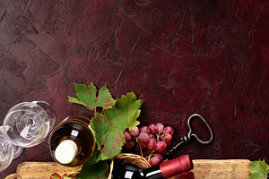 Red Wine Still Life with Grapes and Rustic Wooden Board, a Food & Drink Photo by Natalia Klenova's Shop