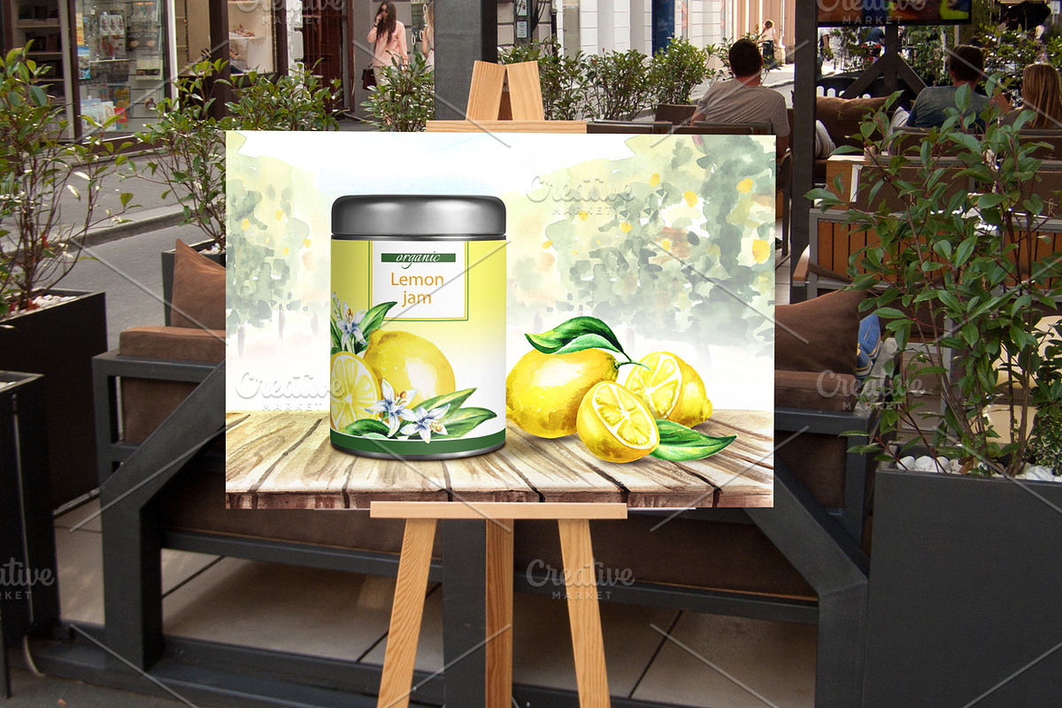 Fresh Lemon. Watercolor collection, a Background Graphic by Daria Ustiugova (Photo 9 of 9)