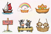 Cute Noah's ark watercolor clip art,, an Illustration by CreationArt (Thumbnail 8 of 9)