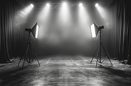 Professional photography studio lighting setup on a white backdrop, a Photo by AS photostudio