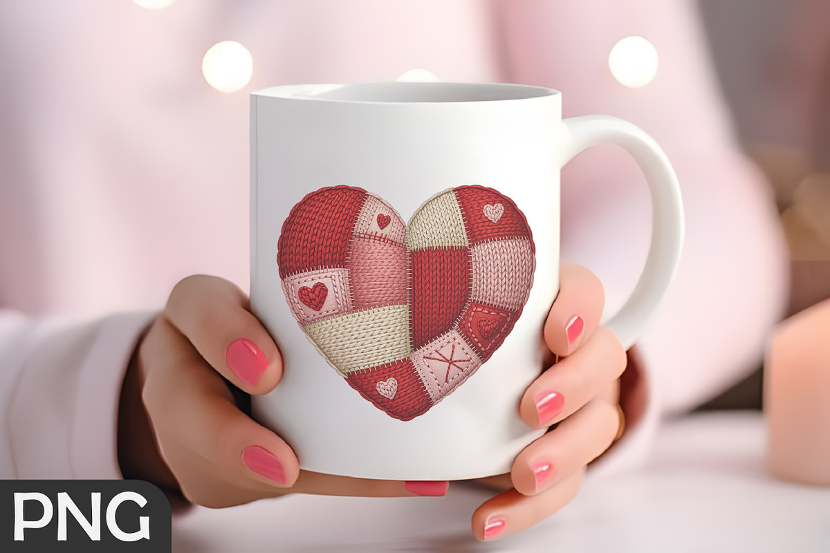 Faux Yarn Valentine Patchwork Heart, an Illustration by RobertsArt (Photo 2 of 4)