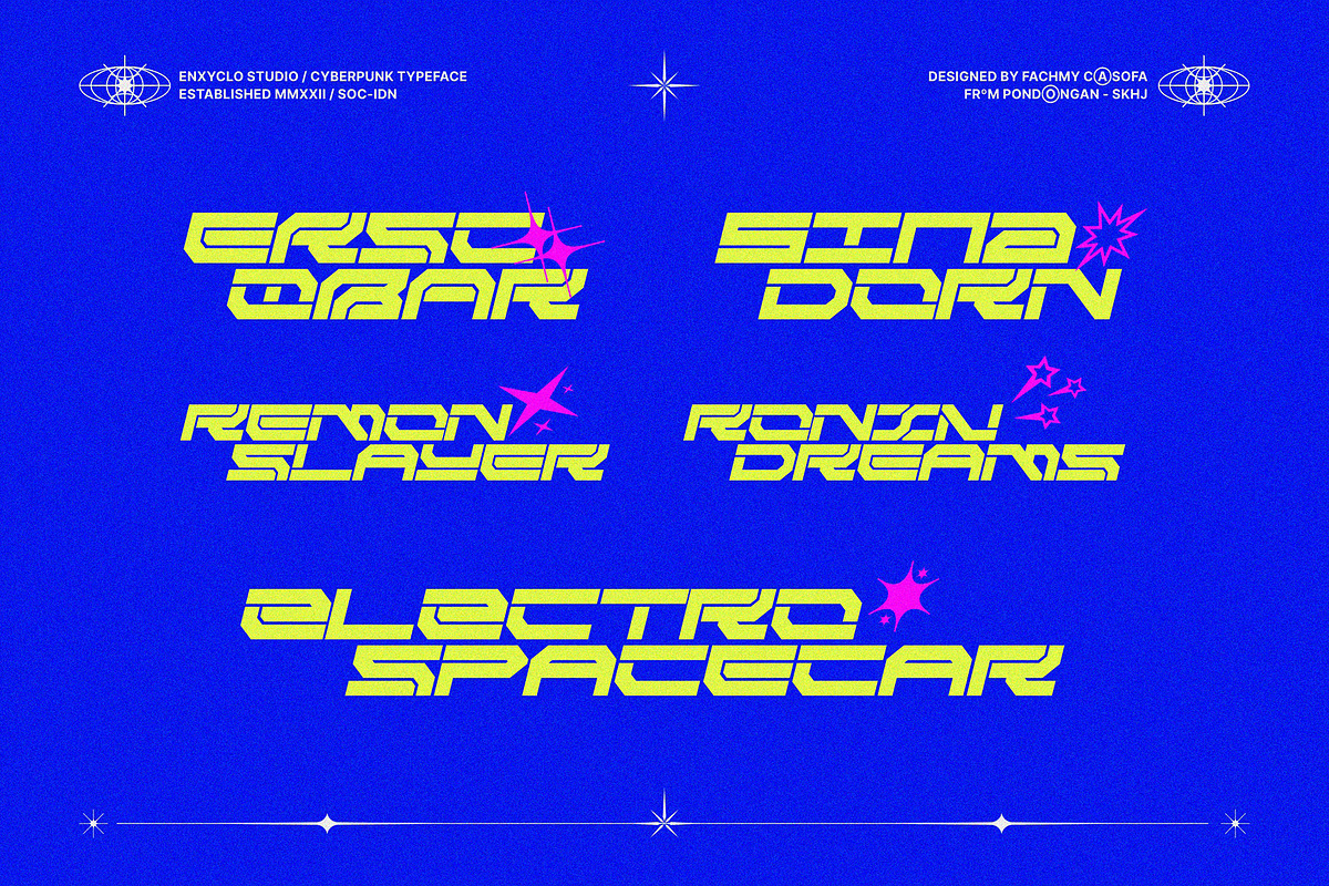 NCL RABEGS - Cyberpunk Font, a Sans Serif Font by Enxyclo Studio (Photo 2 of 12)