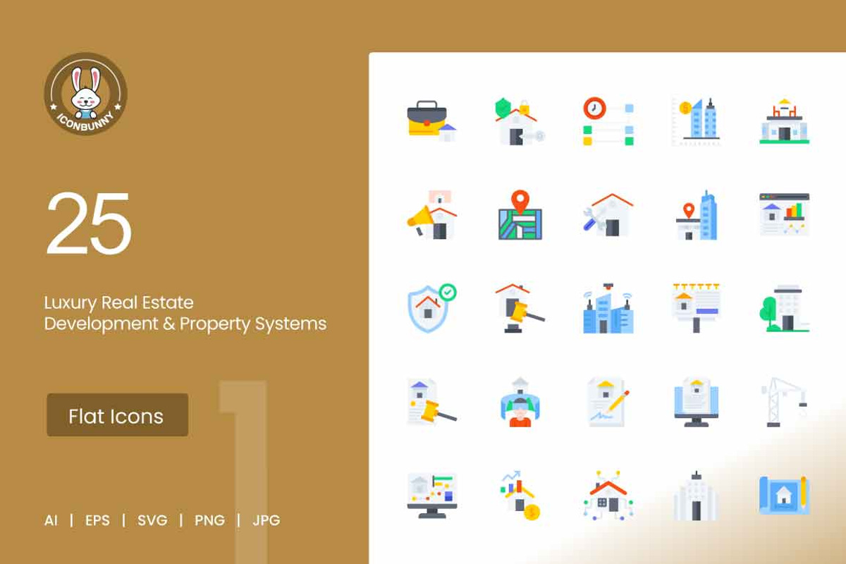 25 Luxury Real Estate Icons, a Solid Icon by IconBunny (Photo 1 of 2)