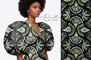 Lime Mandala Feather Damask on Black, a Pattern Graphic by SirenaArt (Thumbnail 7 of 10)