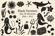 Summer Cute Mermaid Handrawn Clipart, a Decorative Illustration by Ginny and Sam (Thumbnail 7 of 15)