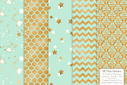 Gold Foil Digital Papers in Mint, a Pattern Graphic by Amanda Ilkov (Thumbnail 4 of 4)