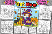 Cat Mom Halloween Coloring Book Page, an Illustration by one-touch (Thumbnail 1 of 8)
