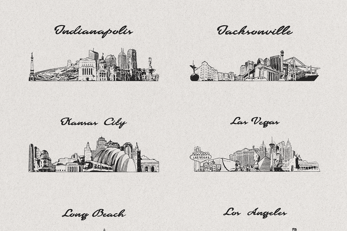 Hand-Drawn USA City Skylines, a Work Illustration by TheMountBirdStudio (Photo 6 of 11)
