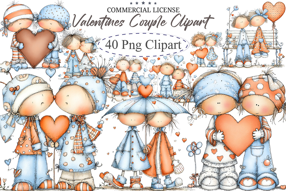 Valentines Couple Clipart Sublimatio, an Illustration by designcity5 (Photo 1 of 5)