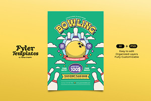 Bowling Tournament Flyer Template, a Flyer Template by Tiptop Graphic