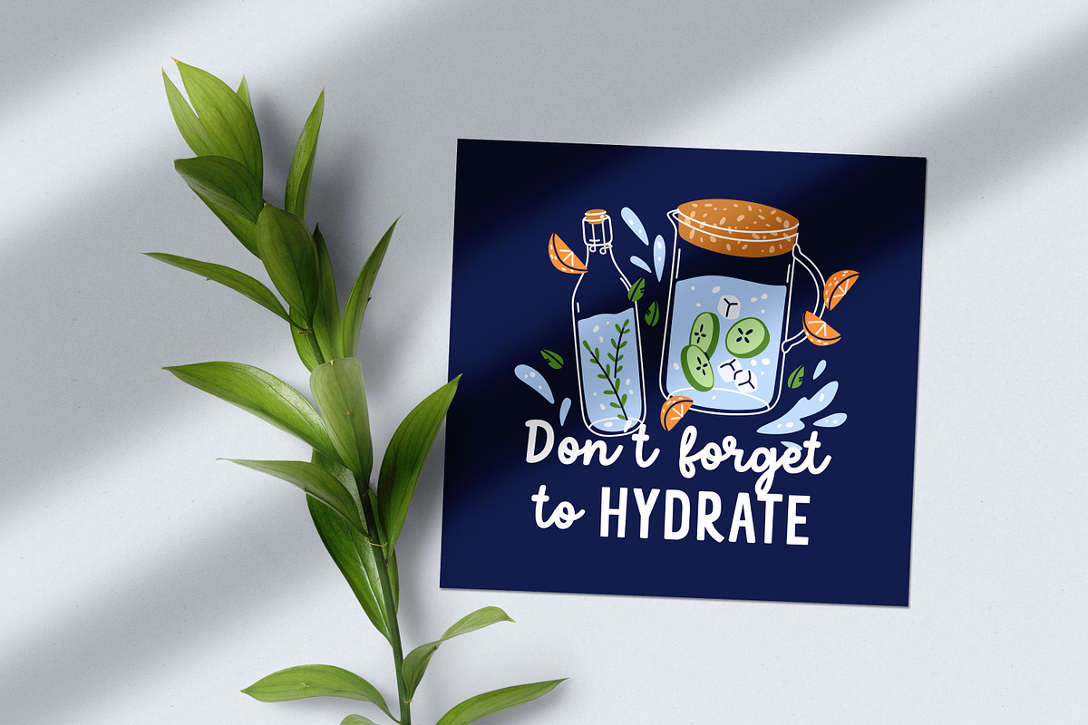 Drink water card backgrounds set, a Food Illustration by Good Studio (Photo 6 of 6)