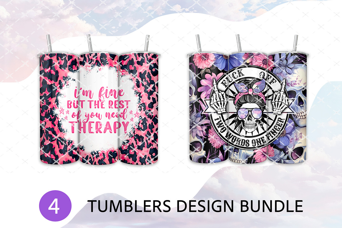Sarcastic Skull Tumbler Bundle PNG, an Object Graphic by TumblerArtDS (Photo 2 of 7)