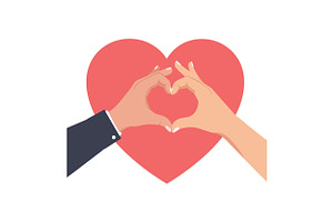 Hands forming a heart shape against, an Illustration by designvectx