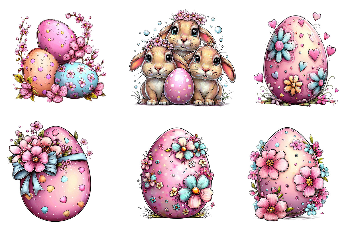 Happy Easter Eggs Clipart, an Illustration by Dream Creation (Photo 2 of 6)