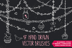 Romantic Heart Vector DIY Brushes