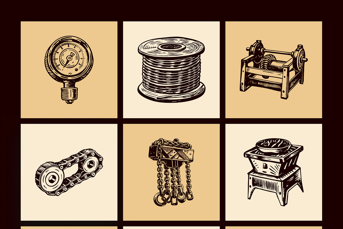 Vintage Industry Illustration Set, an Object Illustration by Prosymbols (Photo 8 of 10)