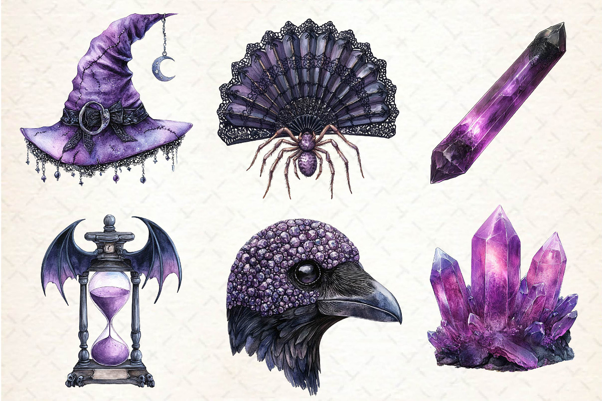 Spooky Purple Halloween Clipart, an Illustration by Dream Creation (Photo 6 of 7)