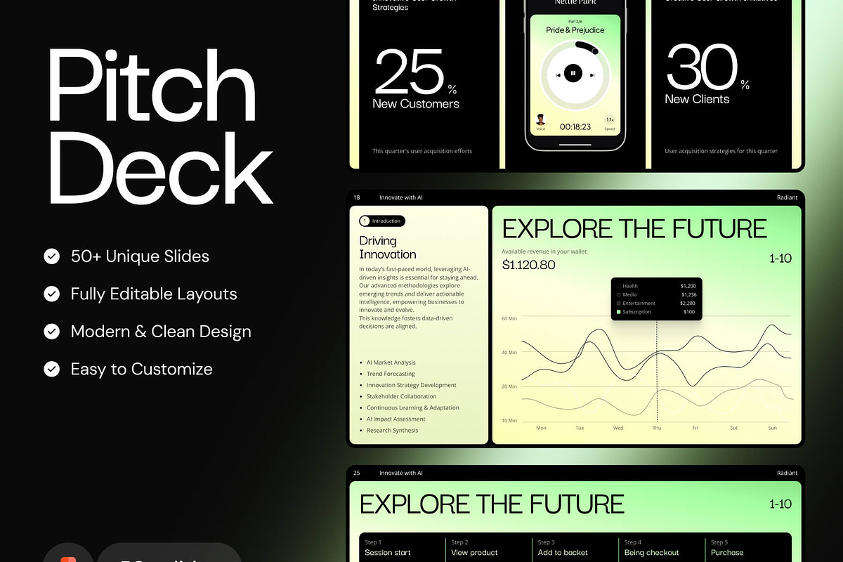 Pitch Deck System: Figma Templates, a Presentation Template by VladTyzun (Photo 1 of 11)
