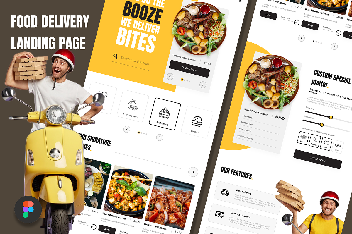 Food delivery Ecommerce Landing pag, a Landing Page Template by anchor_point_heshan