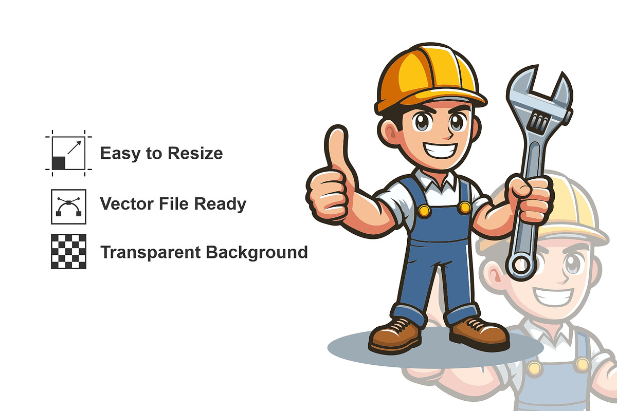 Mechanic Man Holding Huge Wrench, a Person Illustration by ahlilogo (Photo 3 of 3)