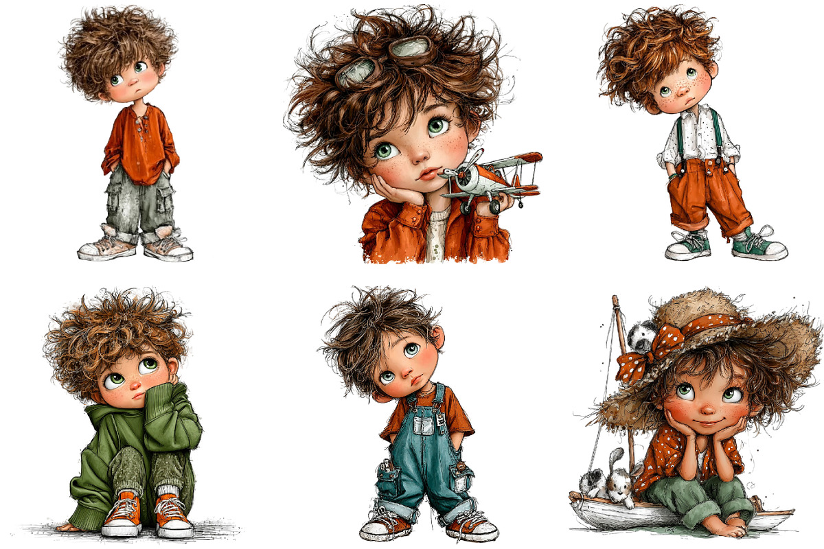 Whimsical Just Boys Clipart, an Illustration by DreamArtGraphic (Photo 5 of 5)