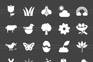 50 Spring Glyph Inverted Icons