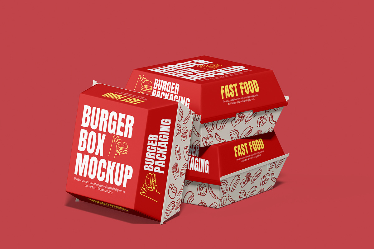 Burger Box Packaging Mockup, a Packaging Mockup by Permadi Creative (Photo 2 of 5)