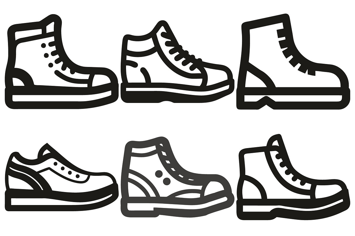 Stylized shoe icons, showcasing, an Object Graphic by Billah Hub