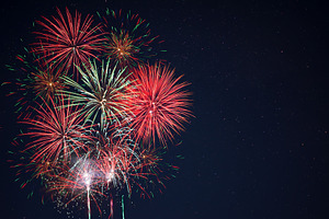 Red green yellow fireworks, a Holiday Photo by TasiPas